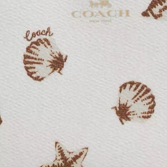 NWT Coach Corner Zip Wristlet With Shell Print CBP23 Gold/Chalk Multi - Picture 7 of 8